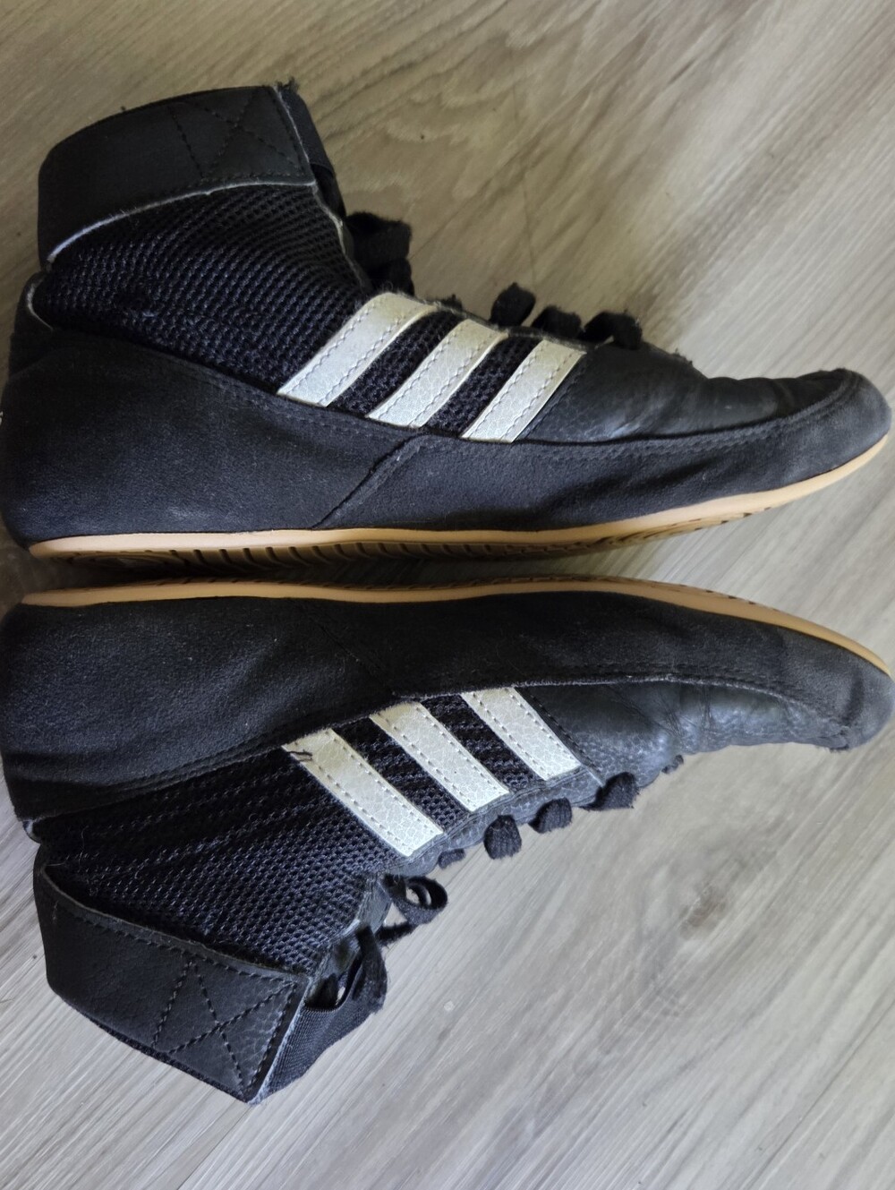 Adidas HVC AQ3325 Men's US 5.5‎ Black/White Suede Mesh Lace Up Wrestling Shoes - Picture 2 of 12